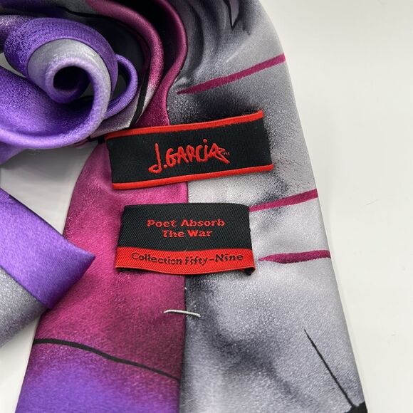 Jerry Garcia 100%Silk necktie; Collection Fifty Nine “ Poet Absorb the War”. - Picture 2 of 6